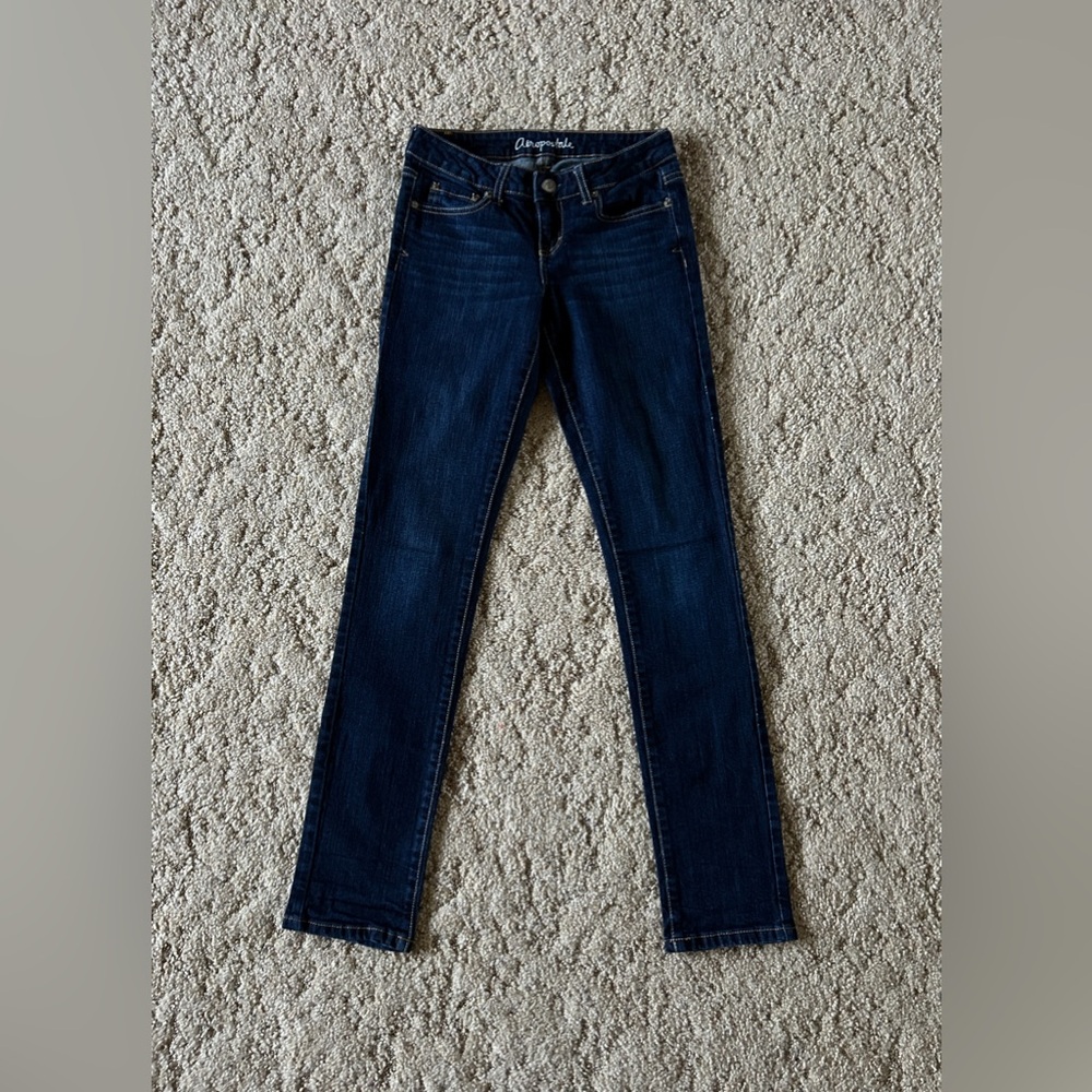 Aeropostale Bayla Skinny jeans.  Dark wash, straight leg, size 0 Reg/Normal.
